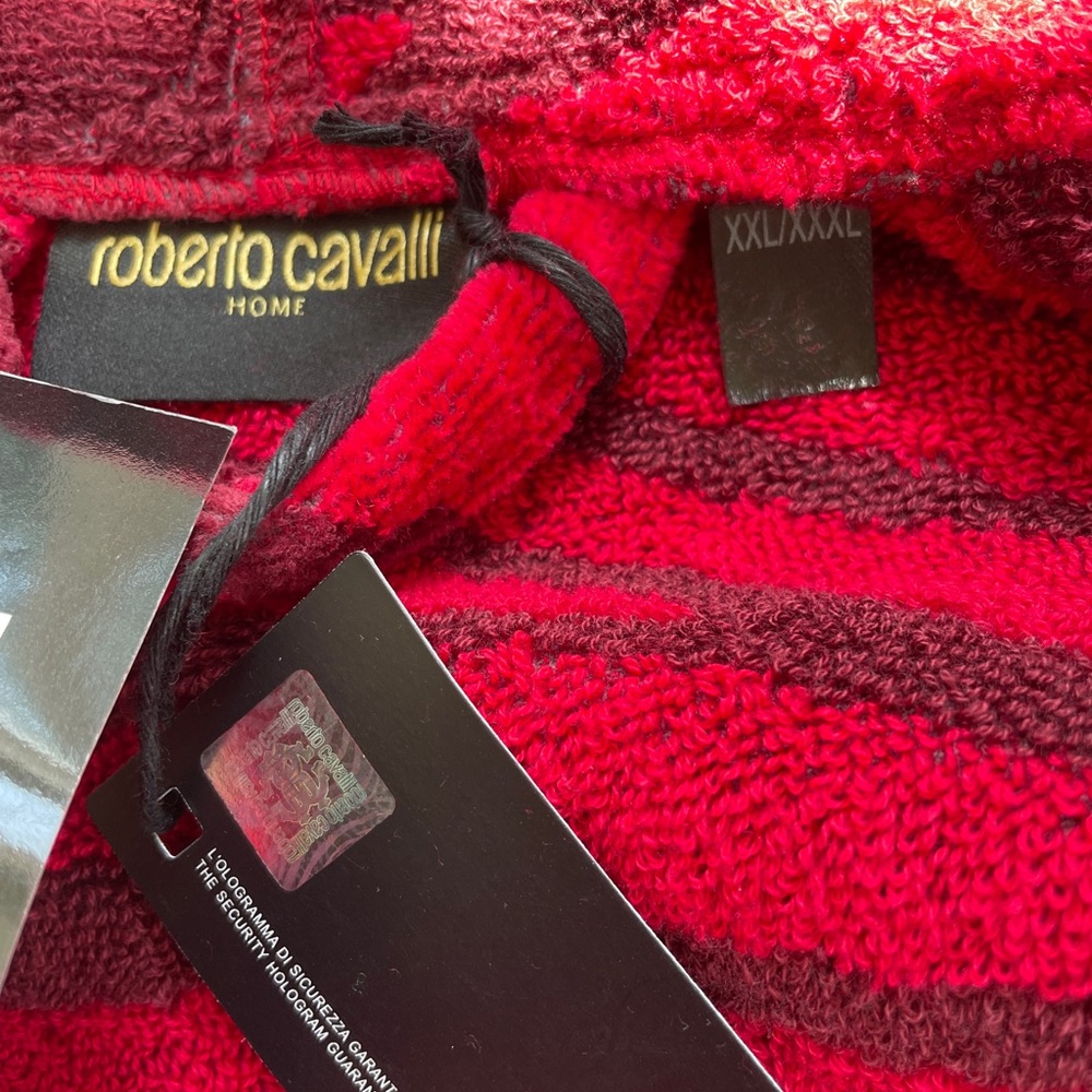 Roberto Cavalier Unisex Zebra Shawl Bathrobe Red Size XXL - Picture 13 of 15